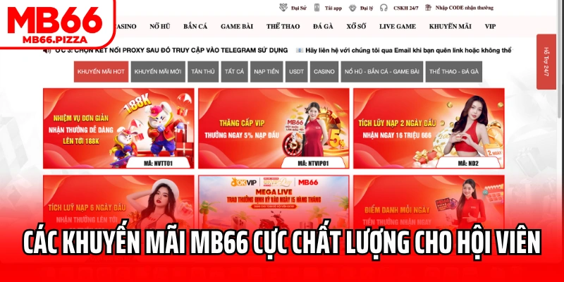 Các khuyến mãi MB66 cực chất lượng cho hội viên