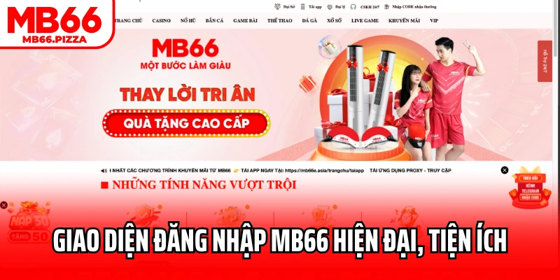 Giao diện đăng nhập MB66 hiện đại, tiện ích