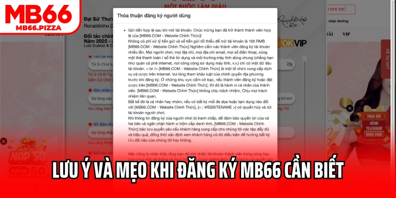 Lưu ý và mẹo khi đăng ký MB66 cần biết